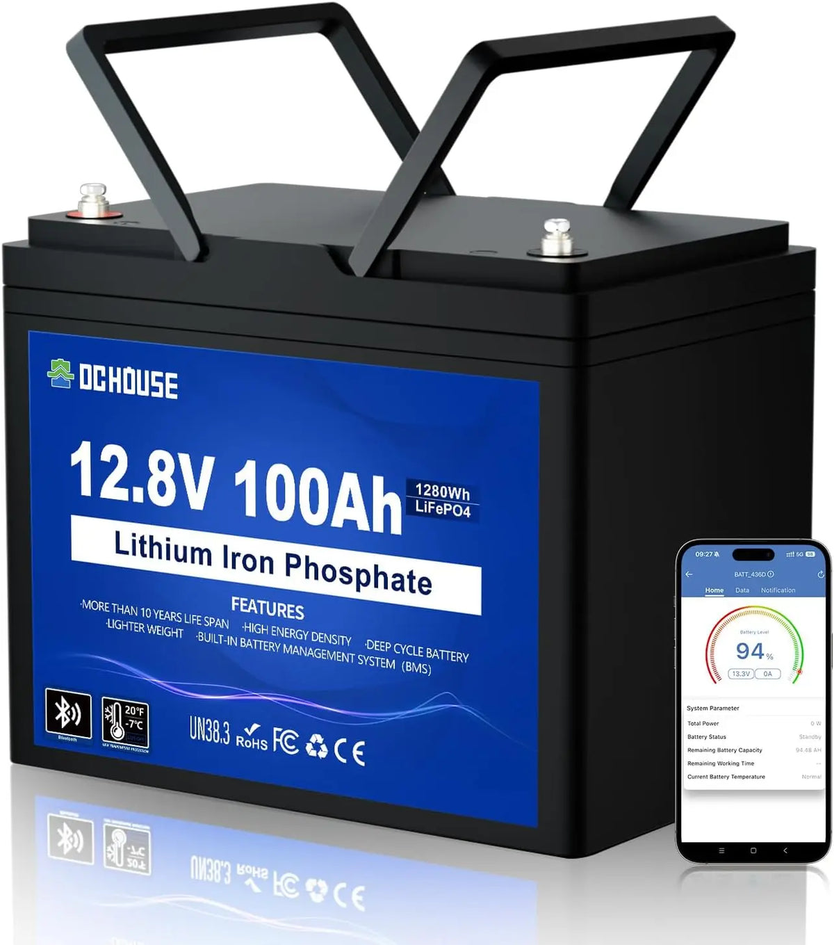 DCHOUSE batterie rechargeable LiFePO4