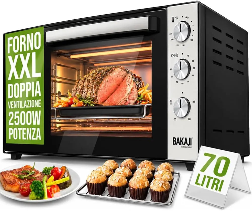 BAKAJI four électrique, capacité 70 L, puissance 2500 W, réglage adaptable
