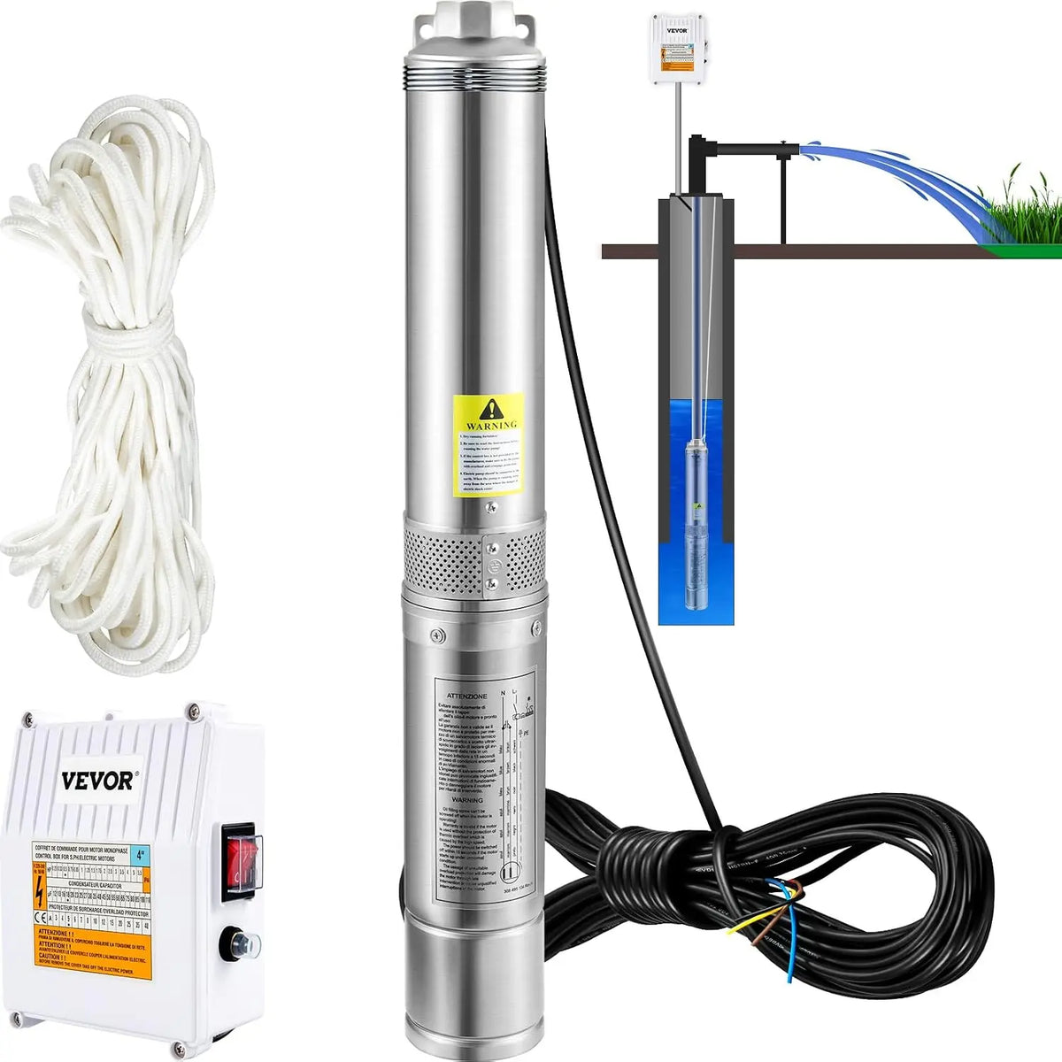VEVOR pompe à eau, puissance 1100 W, usage professionnel