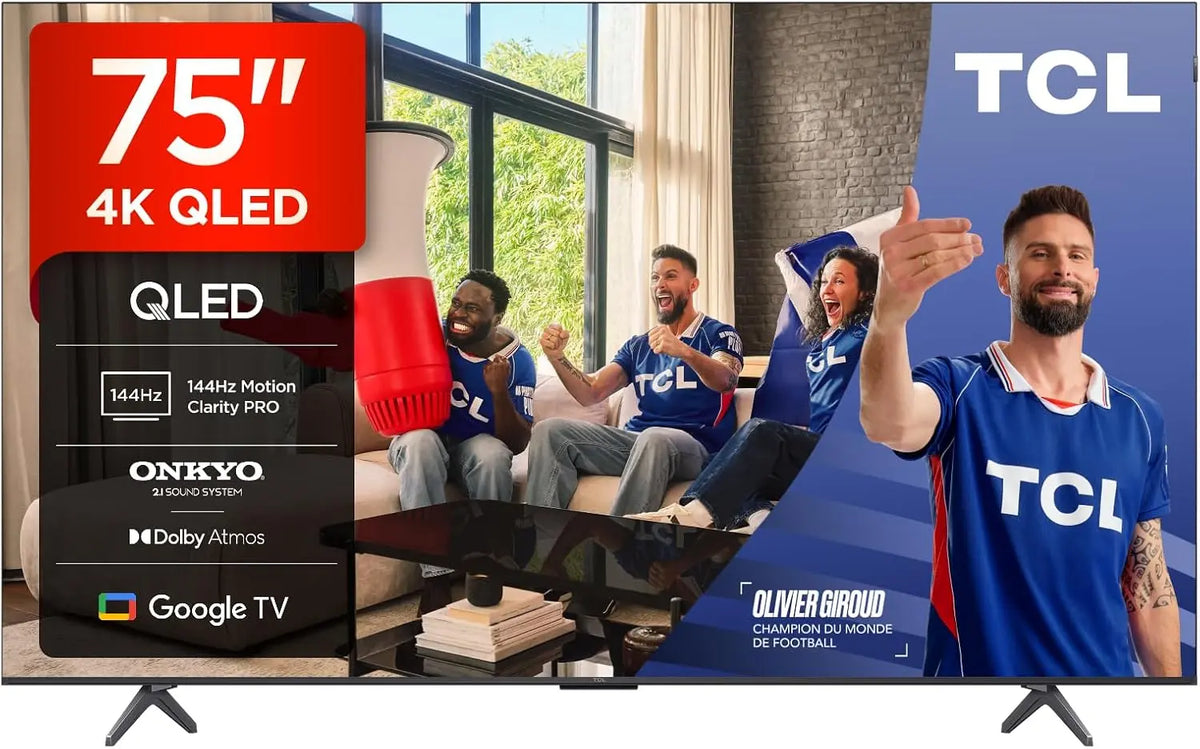 TCL téléviseur connecté 75T8C, avec fonctions connectées, résolution 4K UHD, écran QLED