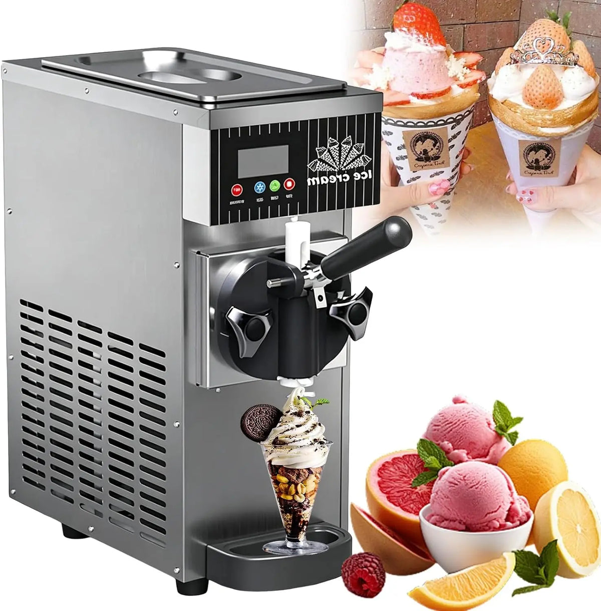 machine à glace, capacité 2,5 L, coloris argenté