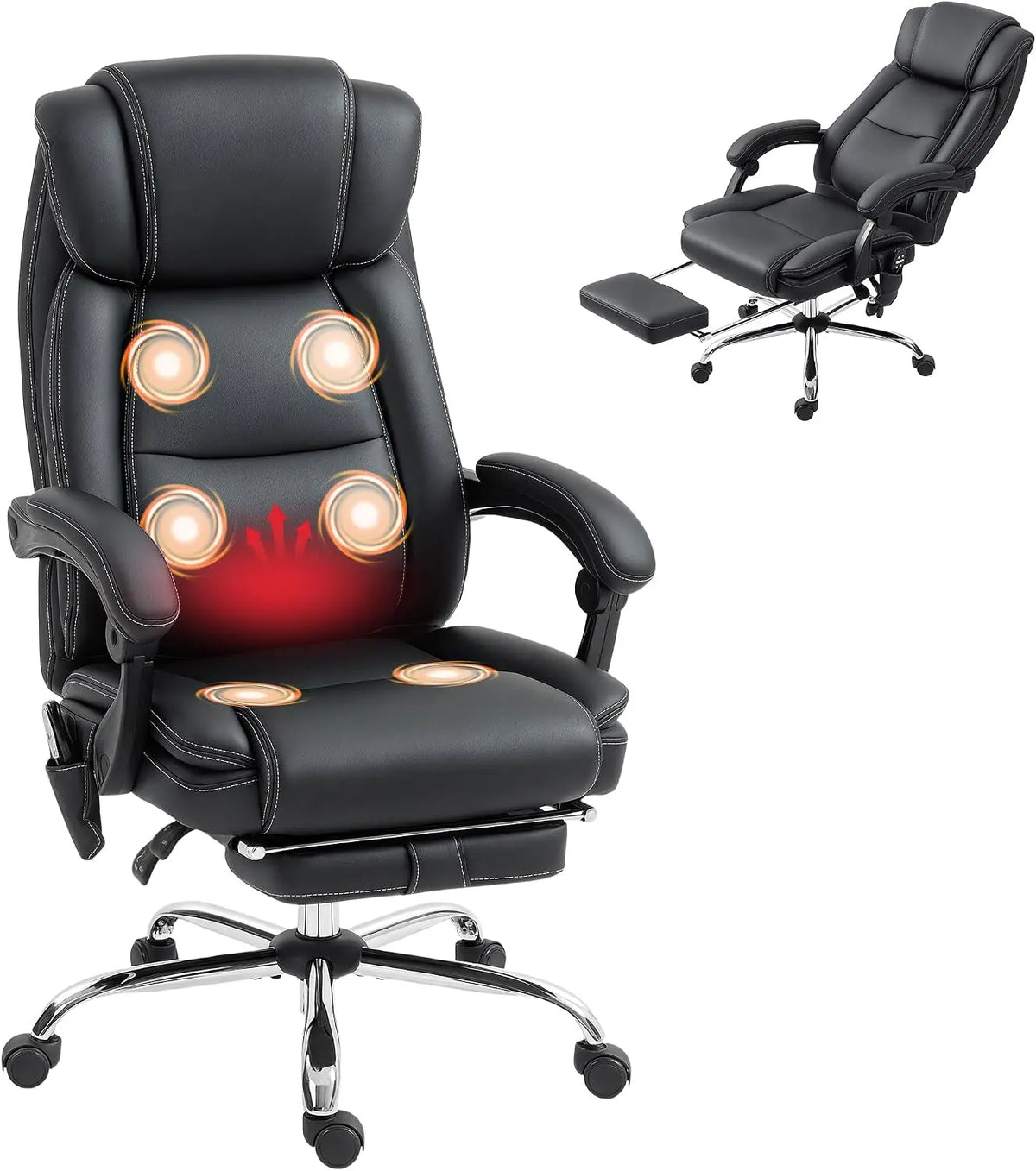 HOMCOM fauteuil de bureau ergonomique, coloris noir