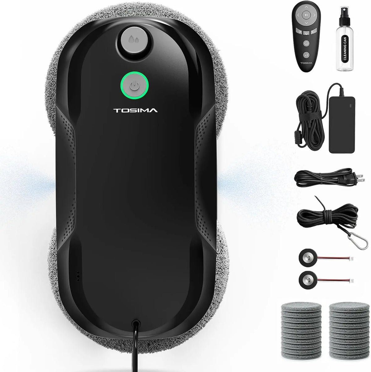 Tosima robot aspirateur laveur, avec télécommande, coloris noir
