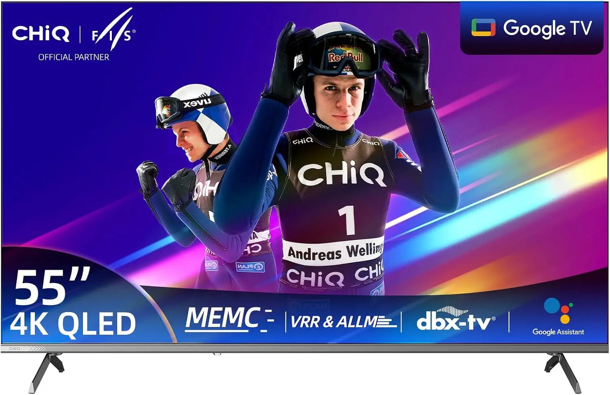 CHiQ téléviseur connecté U55QST, écran 55 pouces, avec fonctions connectées, résolution 4K UHD, écran QLED