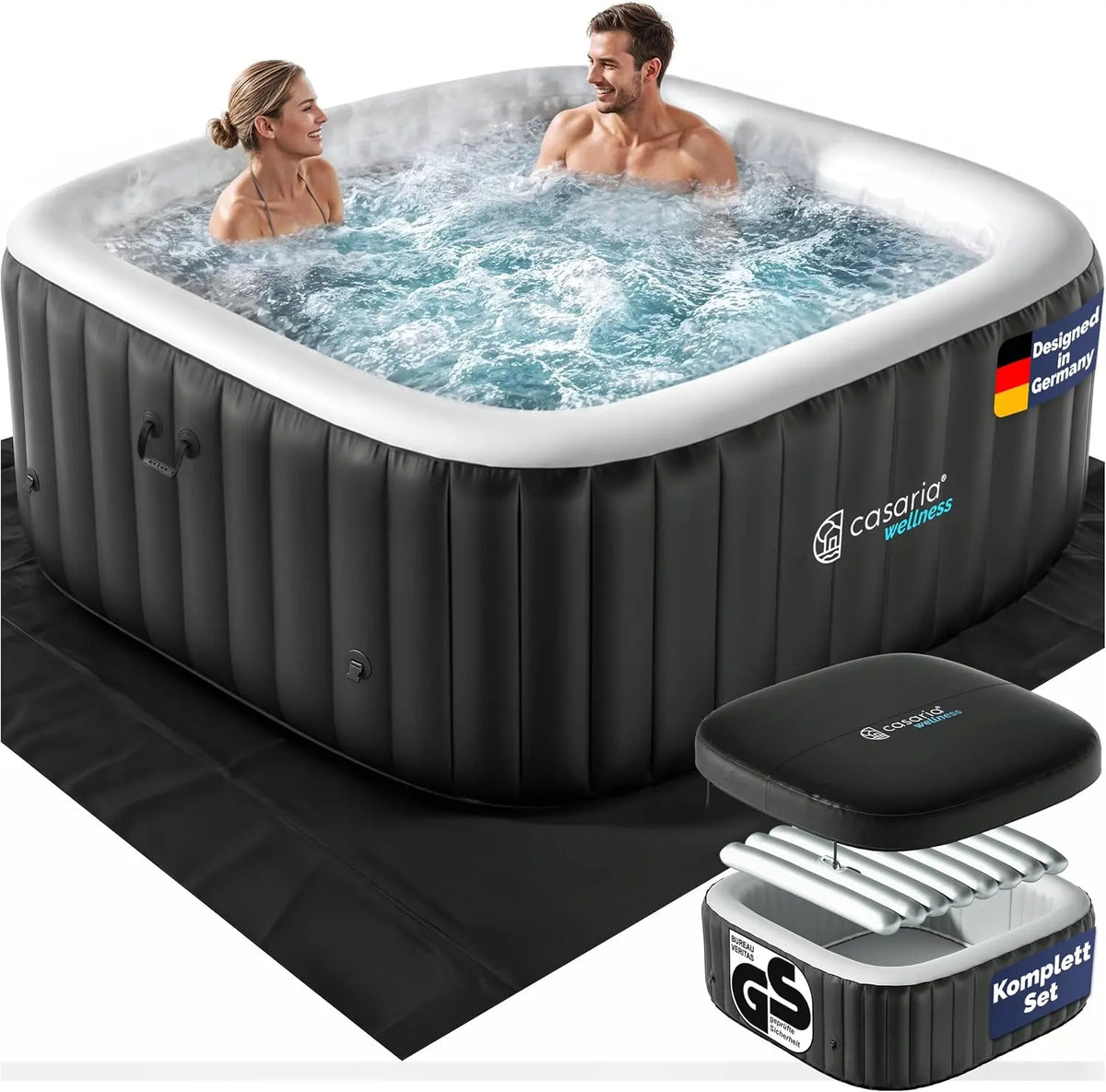 Casaria spa gonflable 178x178cm, dimensions 178 x 178 cm, avec fonction chauffage