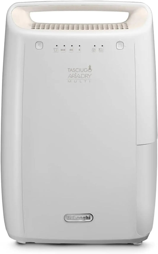 De'Longhi déshumidificateur 24h, capacité 10 L, à fonctionnement silencieux, format compact, avec fonction déshumidification, coloris blanc