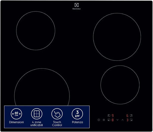 Electrolux table de cuisson électrique EIB60424CK, coloris noir