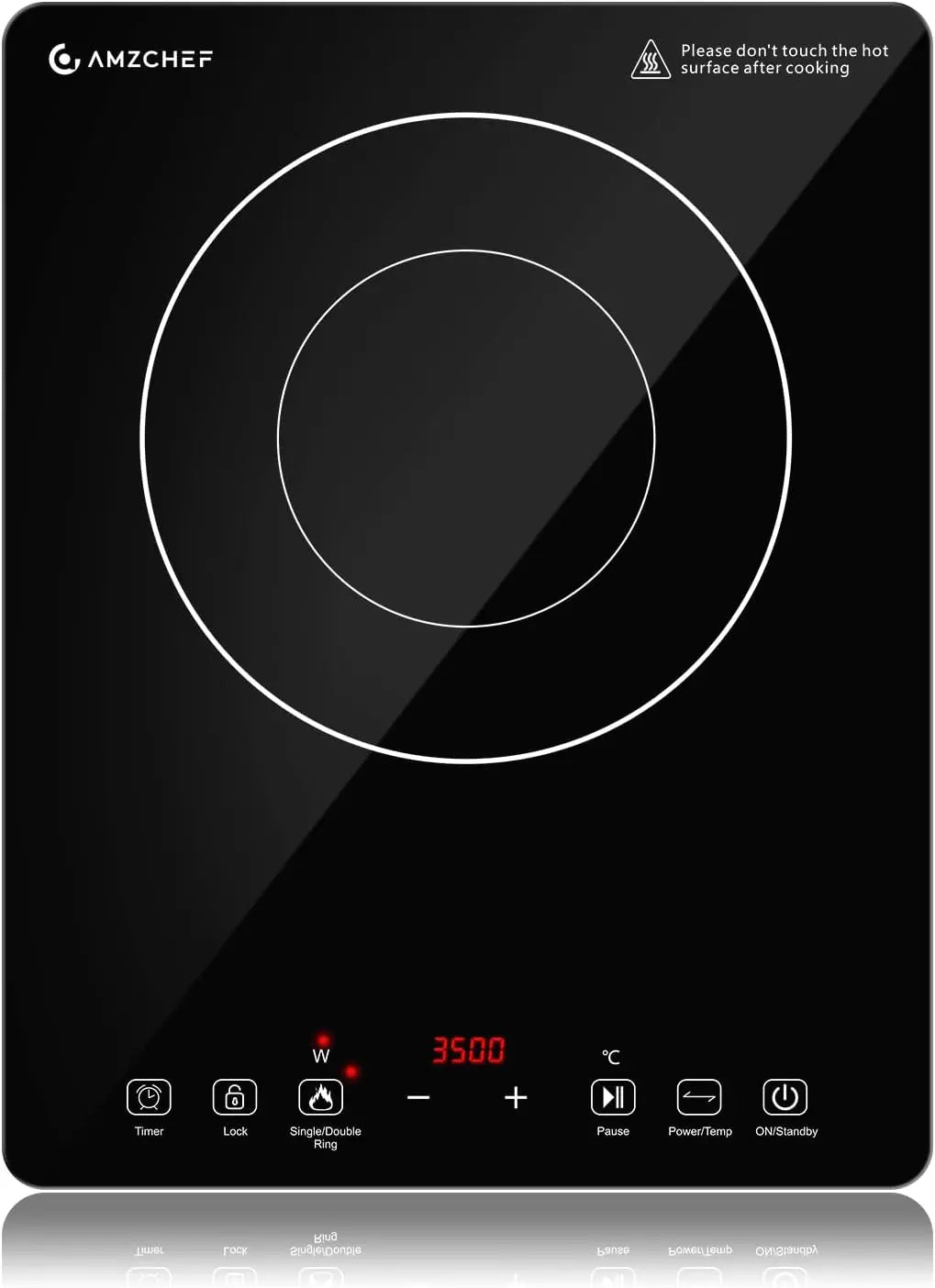 AMZCHEF table de cuisson électrique, puissance 3500 W, format compact, avec minuterie