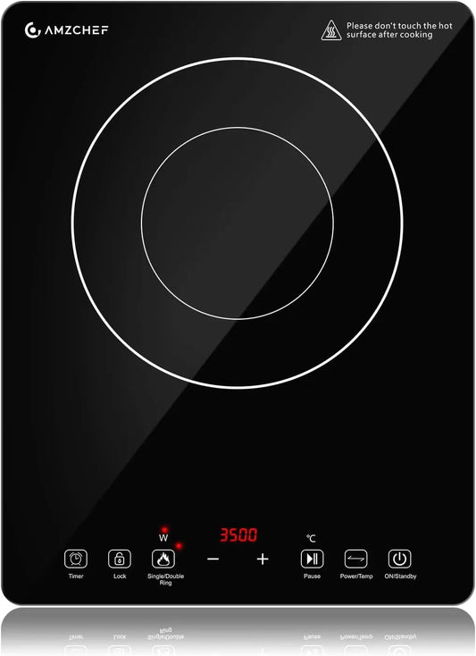 AMZCHEF table de cuisson électrique, puissance 3500 W, format compact, avec minuterie
