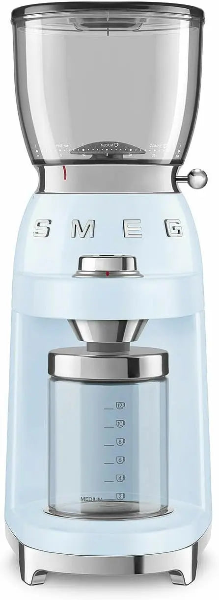 Smeg moulin à café électrique CGF11PBEU, puissance 150 W, réglage adaptable, coloris bleu