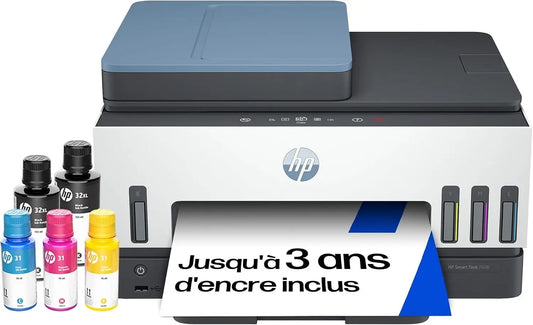 HP imprimante multifonction 28C03A, avec connexion Wi-Fi, avec fonctions connectées, fonctions impression, copie et numérisation, coloris blanc