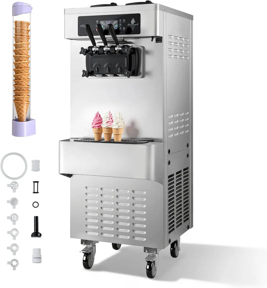 VEVOR machine à glace, capacité 28 L, puissance 2200 W, pose libre, usage professionnel