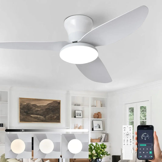 ventilateur de plafond 100CM, à fonctionnement silencieux, coloris blanc