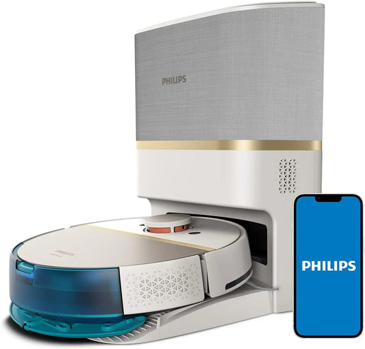 PHILIPS robot aspirateur laveur 5000Pa, avec fonctions connectées, coloris blanc