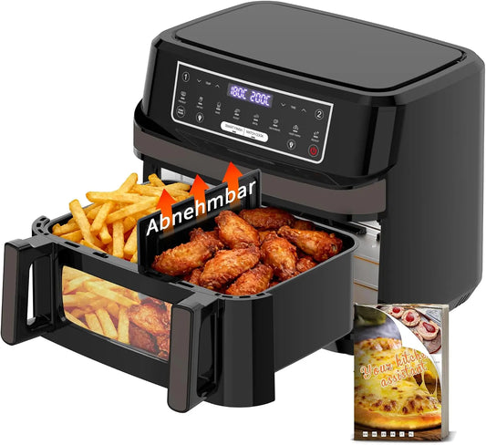 friteuse à air chaud 8-en-1, capacité 12 L, puissance 2600 W, avec écran tactile, avec fonction chauffage, cuisson sans huile