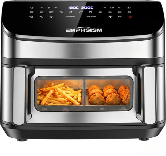 friteuse à air chaud 13-en-1, capacité 12 L, puissance 2600 W, cuisson sans huile, avec deux zones indépendantes