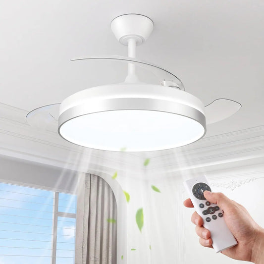 NIORSUN ventilateur de plafond, avec fonctions connectées, avec télécommande, coloris argenté