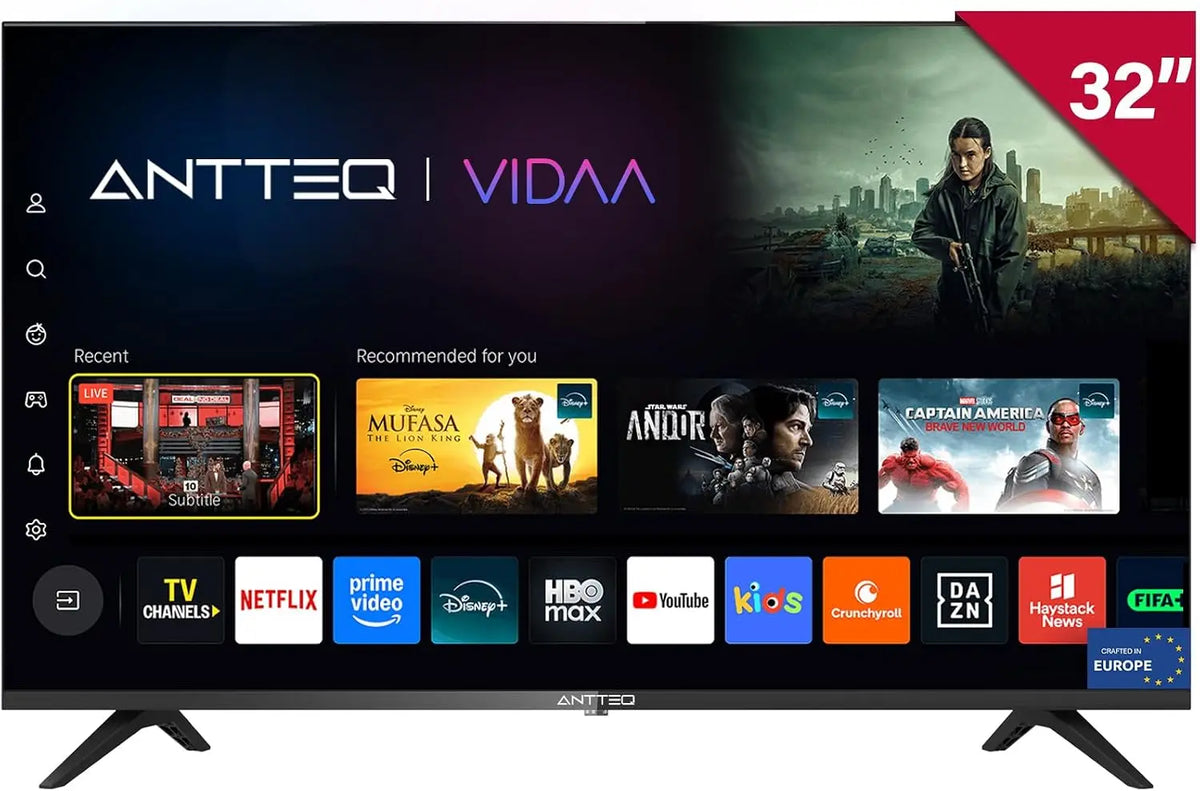 Antteq téléviseur connecté V32-AH3Q1L, écran 32 pouces, avec connexion Wi-Fi, avec fonctions connectées
