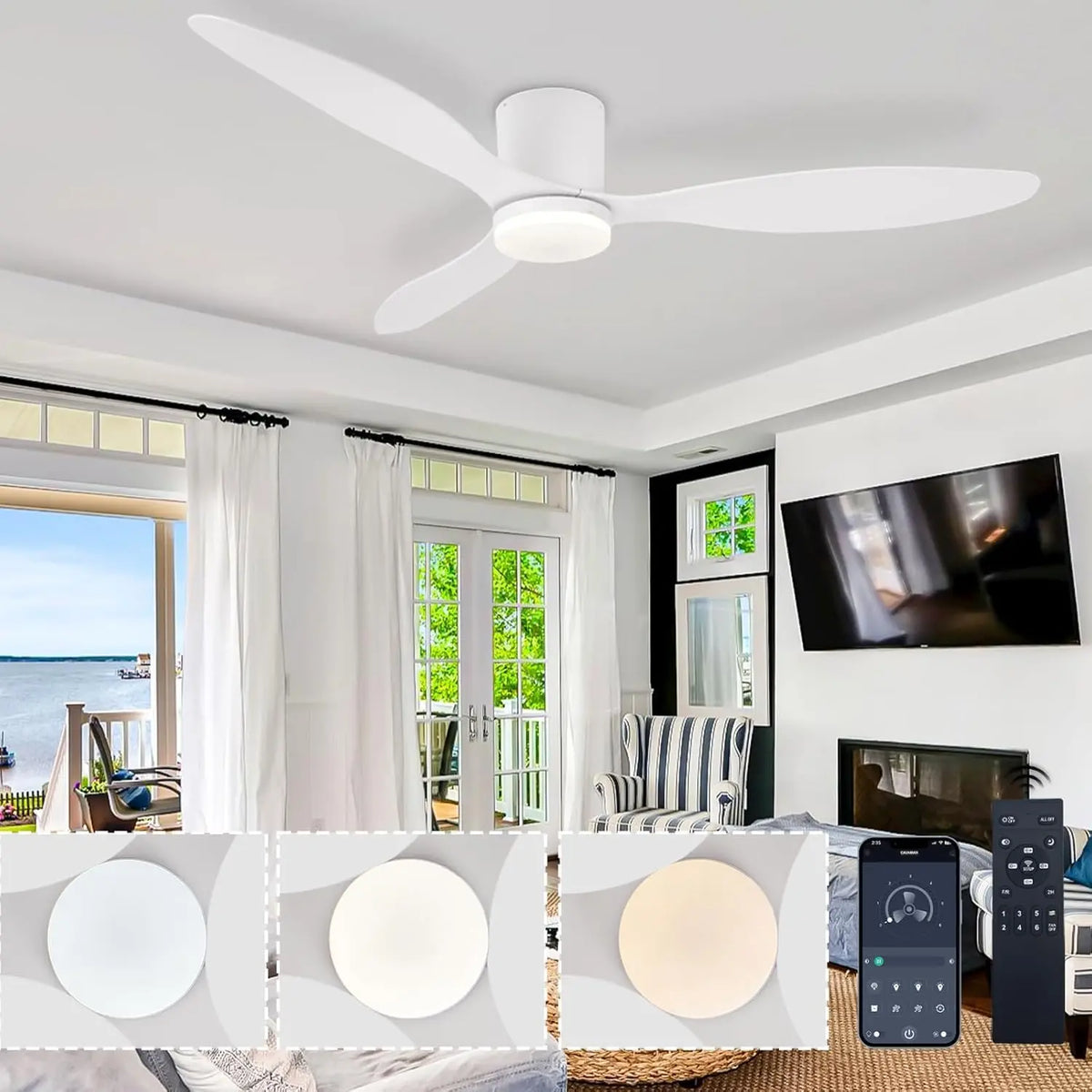 ventilateur de plafond, à fonctionnement silencieux, avec minuterie