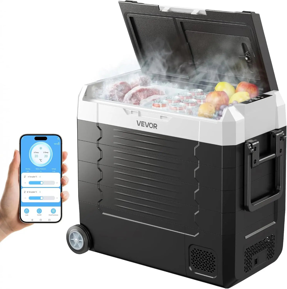 VEVOR réfrigérateur, capacité 55 L, avec fonctions connectées, format compact, avec deux zones indépendantes