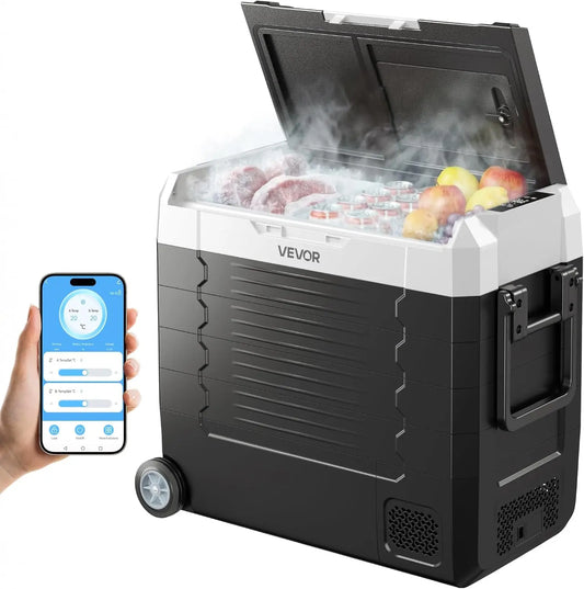 VEVOR réfrigérateur, capacité 55 L, avec fonctions connectées, format compact, avec deux zones indépendantes