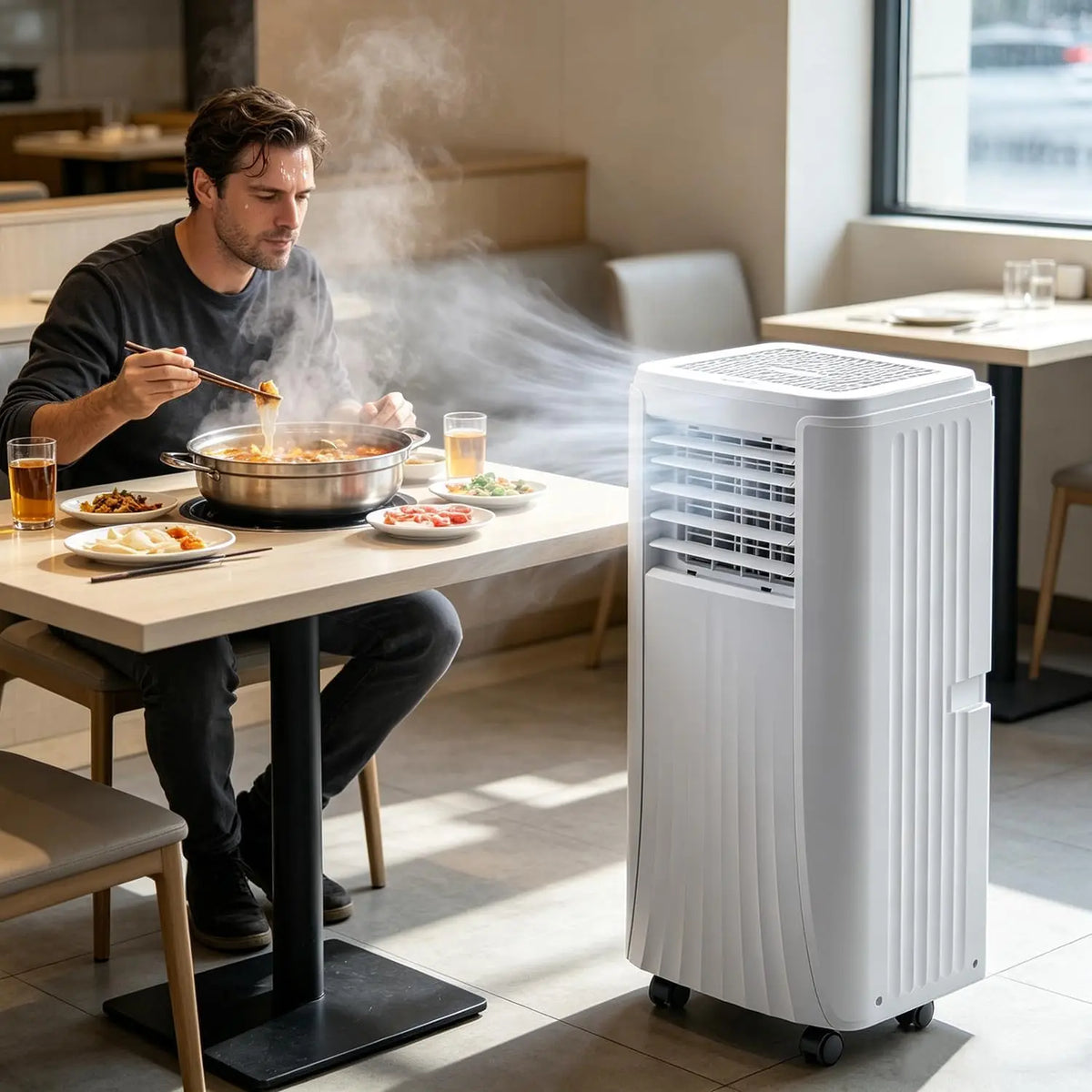 climatiseur mobile, 9000 BTU, format compact, avec télécommande, avec minuterie