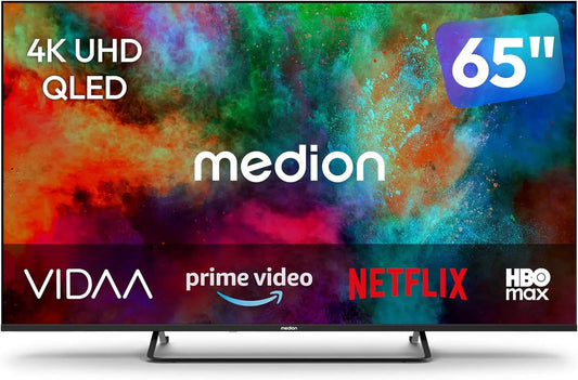 MEDION téléviseur connecté MD865602, avec connexion Bluetooth, avec fonctions connectées, écran QLED