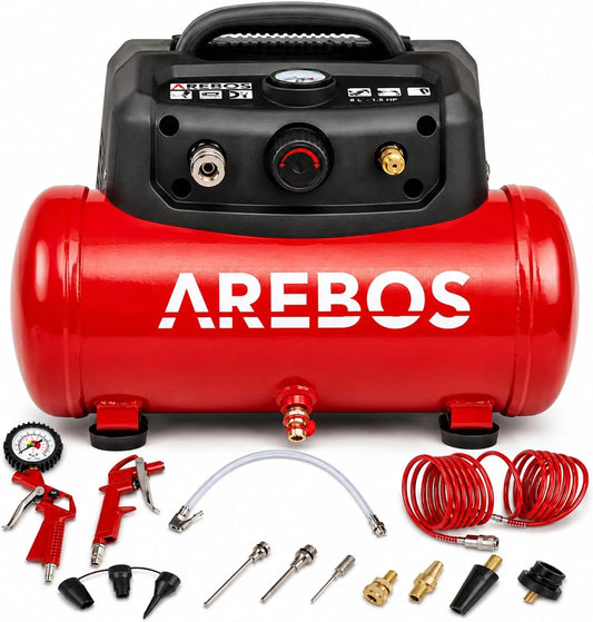 Arebos compresseur d'air, capacité 6 L, puissance 1200 W, cuisson sans huile